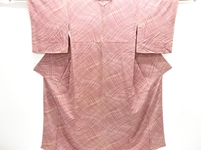 未使用品　よろけ格子模様小紋着物